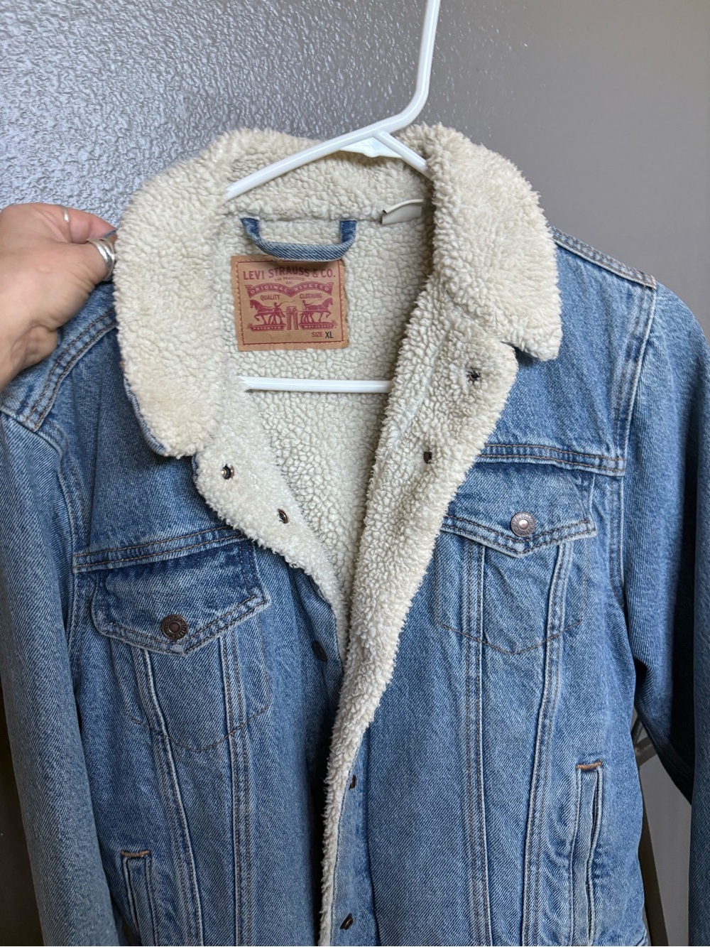 Levi's Light Blue Denim Sherpa Jacket with Cream Lining